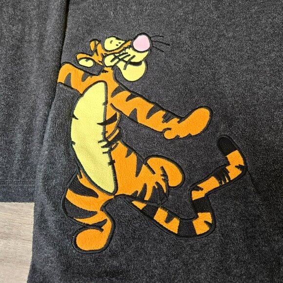 Disney Tigger Gray Pullover Fleece 1/4 Zip Sweatshirt XL Mock Neck Embroidered - Picture 2 of 11